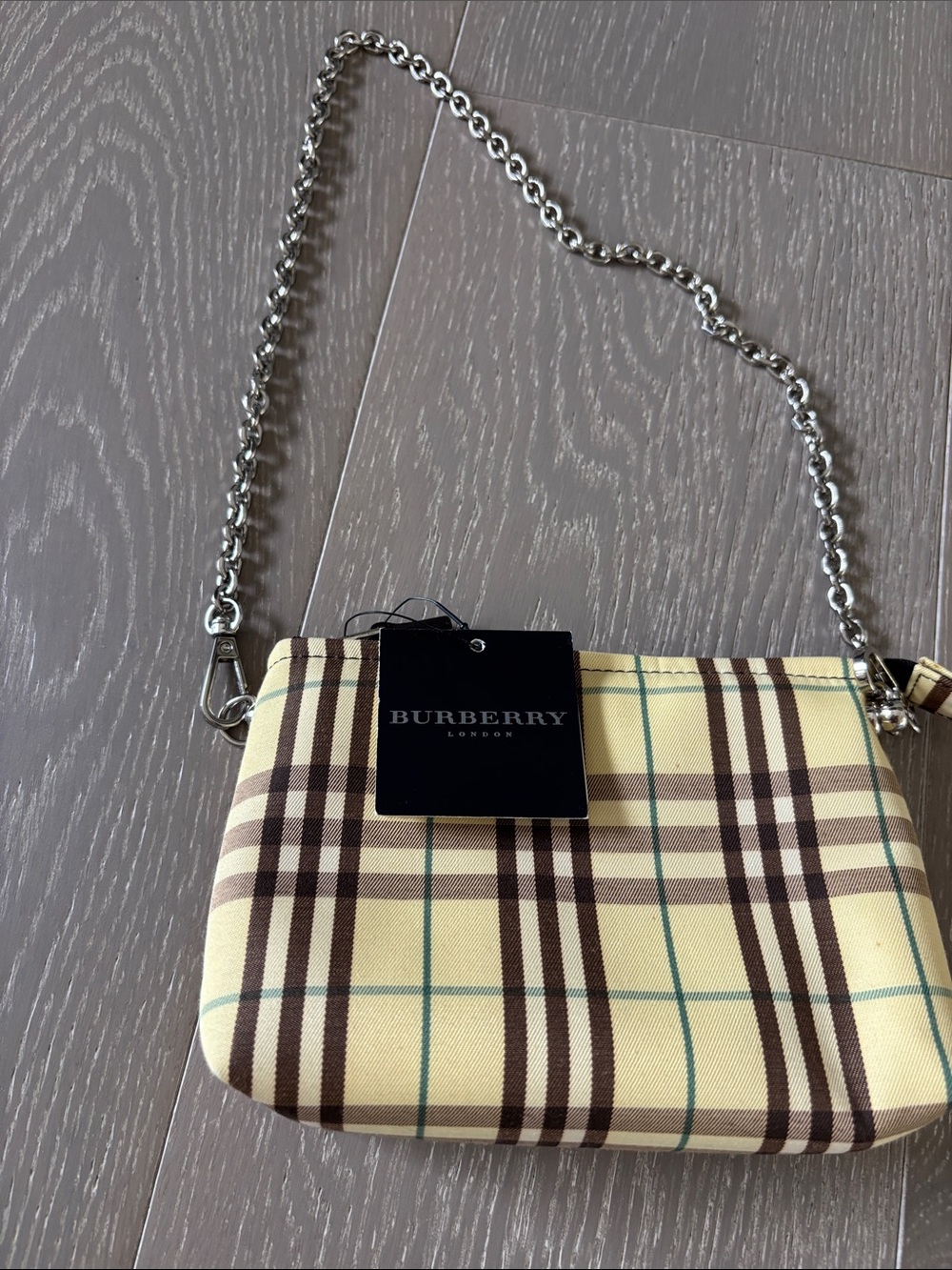 NWT Burberry Yellow Check Mini Chain Shoulder Bag